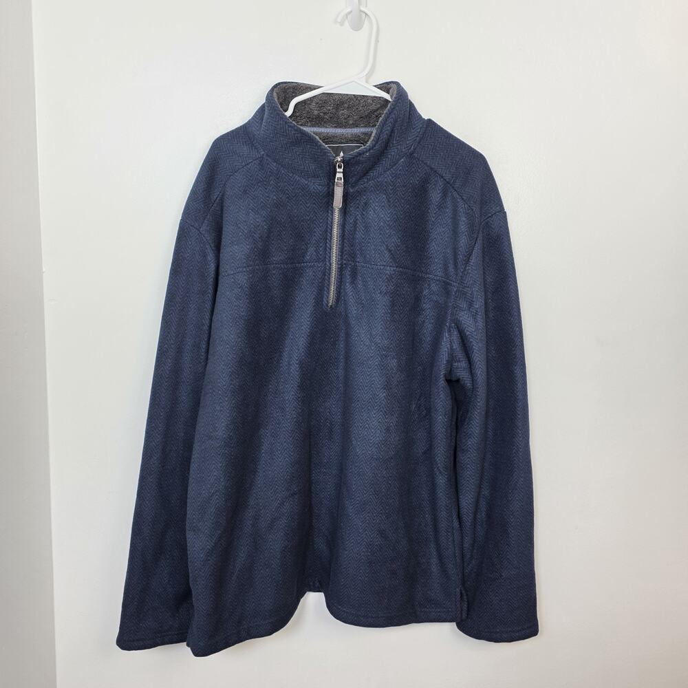 London Fog Navy Blue Sherpa Soft 1/4 Zip Outdoor Soft Pullover Jacket Size 2XL